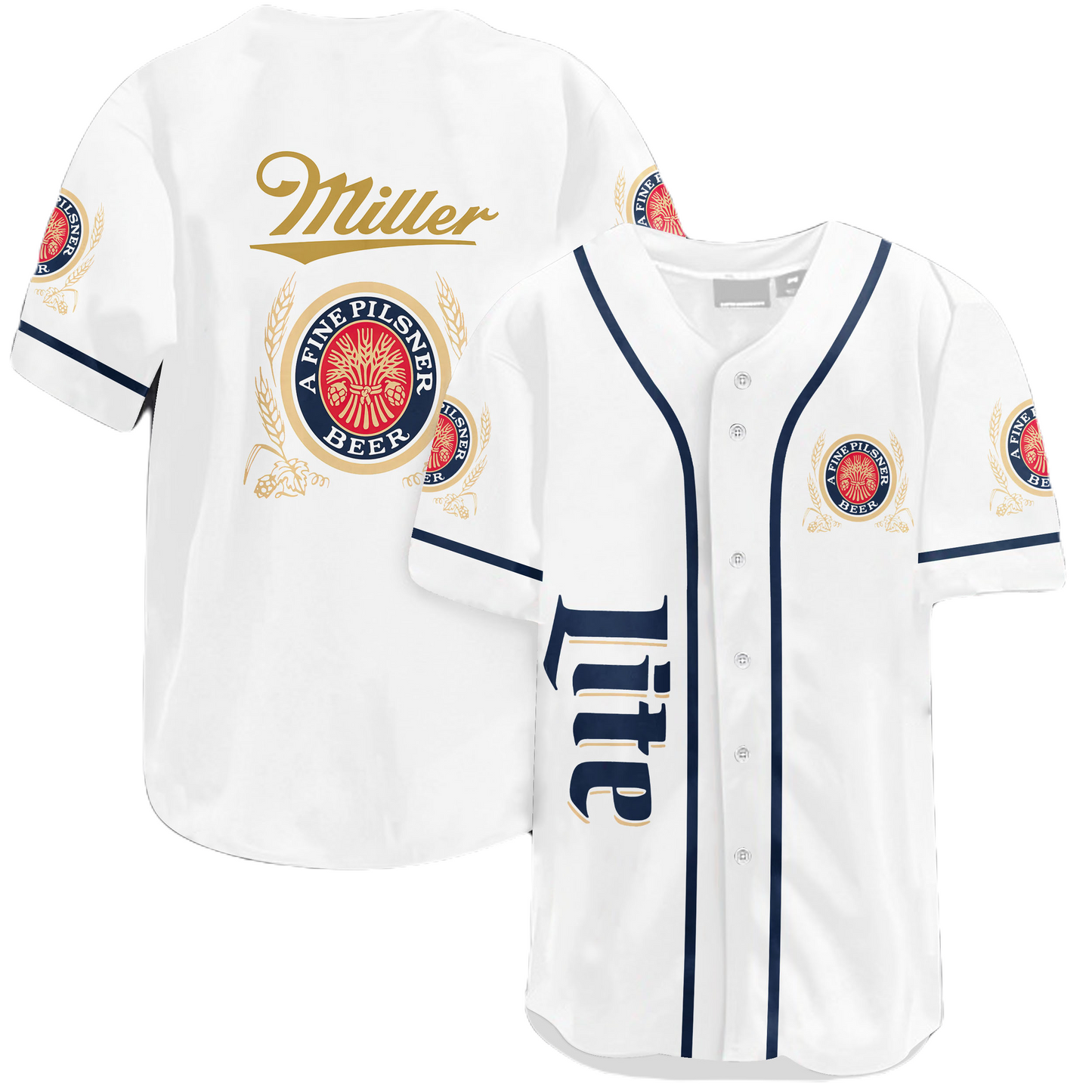 Miller Baseball Jersey a Fine Pilsner Beer Logo Miller Lite Jersey Shirt White Unisex Adult New Release