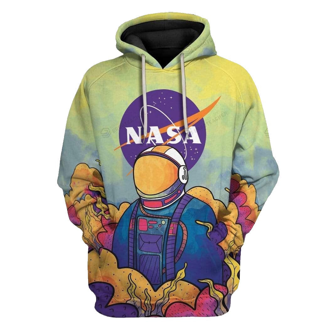 NASA Hoodie Nasa Astronaut Coral Graphic Hoodie Colorful Unisex