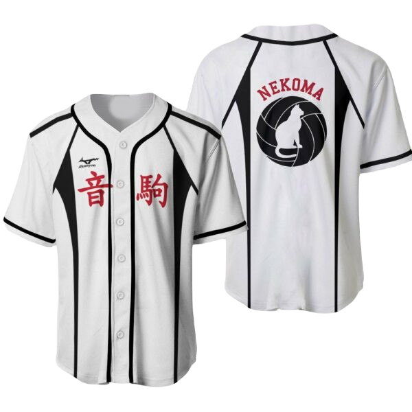 Haikyuu Baseball Jersey Nekoma the Cat Haikyuu Jersey Shirt Black White Unisex Adult New Release
