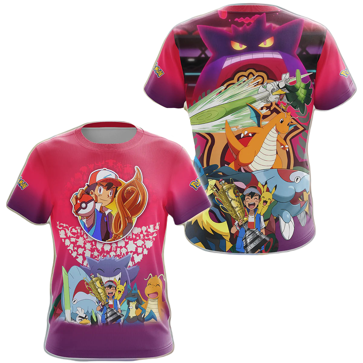 Pokemon Hoodie Ash Ketchum Champion T-Shirt Pink Unisex - Trendy Gift For Men & Women