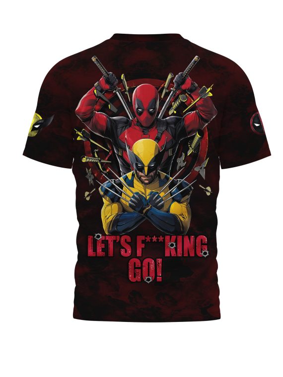 Deadpool T-Shirt Marvel Deadpool And Wolverine Let'S Fcking Go T-Shirt Black Red Unisex - Trendy Gift For Men & Women