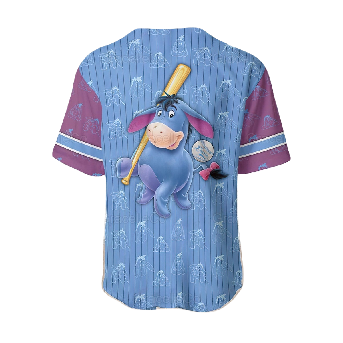 Winnie the Pooh Baseball Jersey Eeyore Playing Football Winnie the Pooh Jersey Shirt Blue Purple Unisex Adult