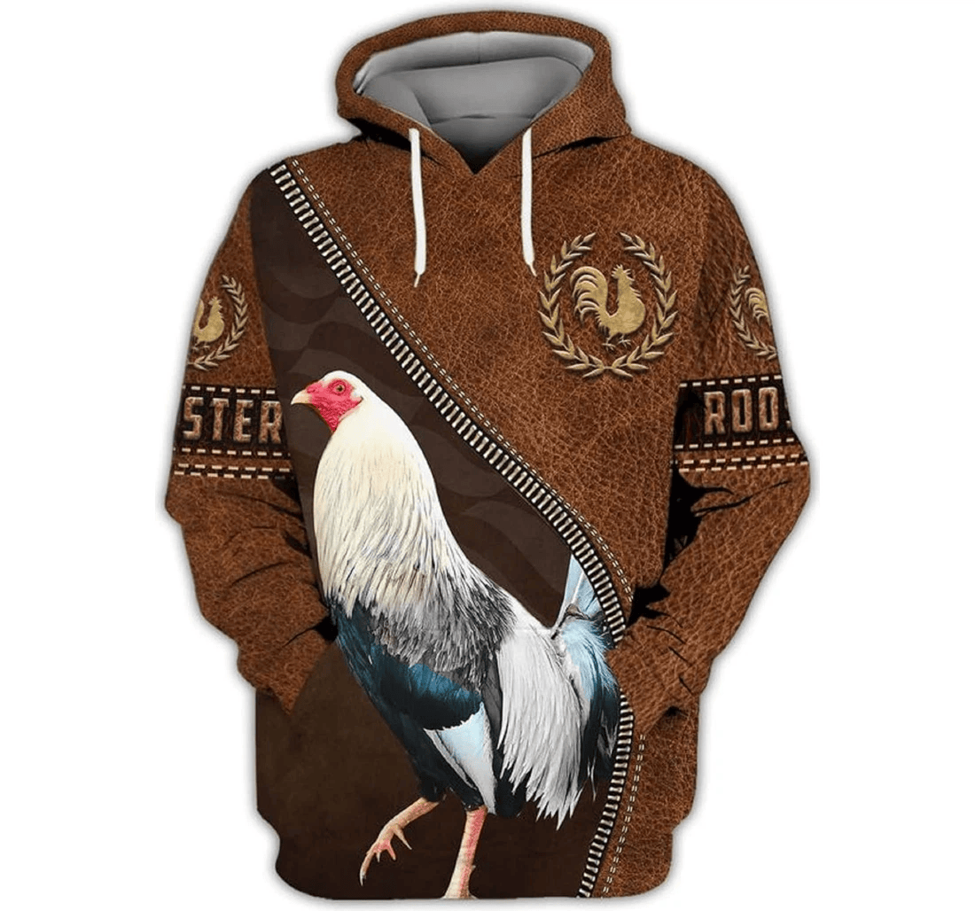 Chicken Hoodie Gray Rooster Leather Pattern Hoodie Brown Unisex - Cozy Hoodie For Cold Weather