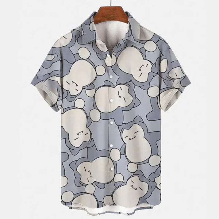 Pokemon Snorlax Pattern Hawaiian Shirt - Inspired Summer Beachwear - Tropi Hawaiian Shirts