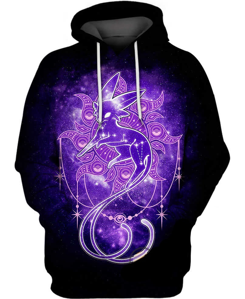 Pokemon Hoodie Psiana Pokemon Star And Galaxy Hoodie Black Purple Unisex - Cozy Hoodie For Cold Weather