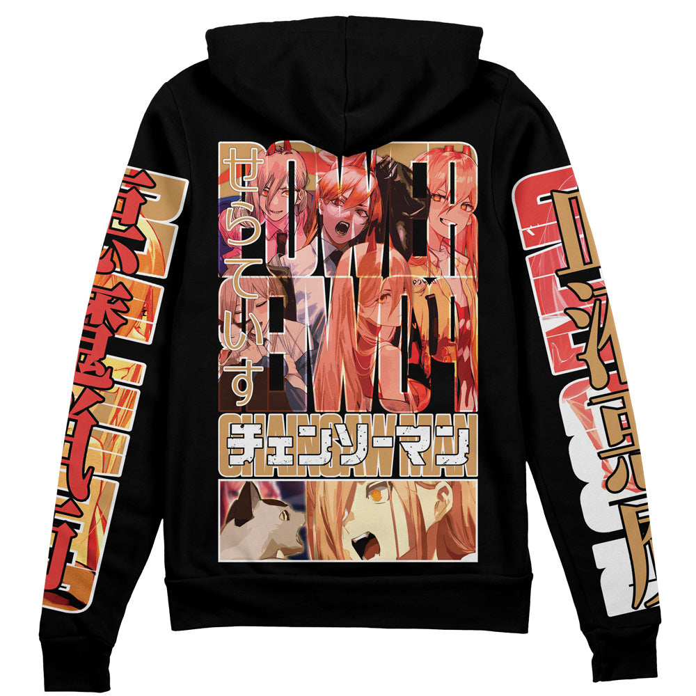 Chainsaw Man Zip Hoodie Power Chainsaw Man Character Zip Hoodie Black Orange Unisex - Cozy Hoodie For Cold Weather
