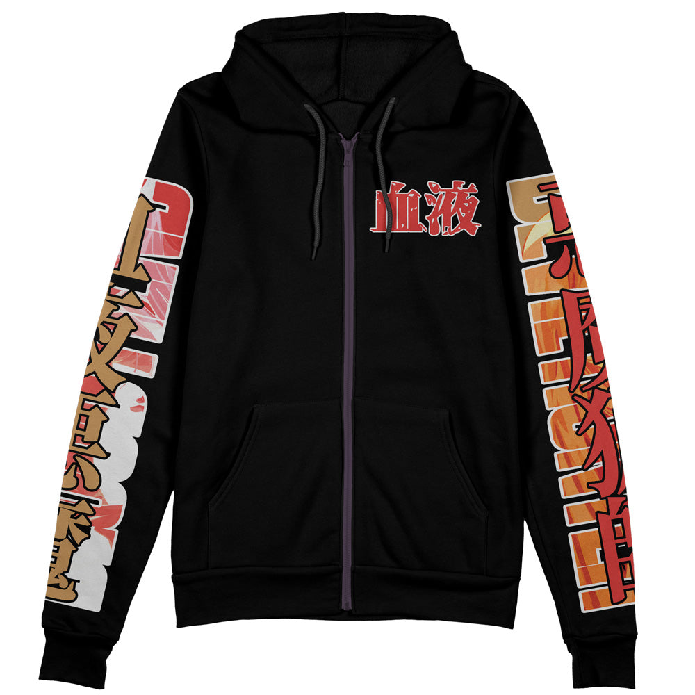 Chainsaw Man Zip Hoodie Power Chainsaw Man Character Zip Hoodie Black Orange Unisex - Cozy Hoodie For Cold Weather