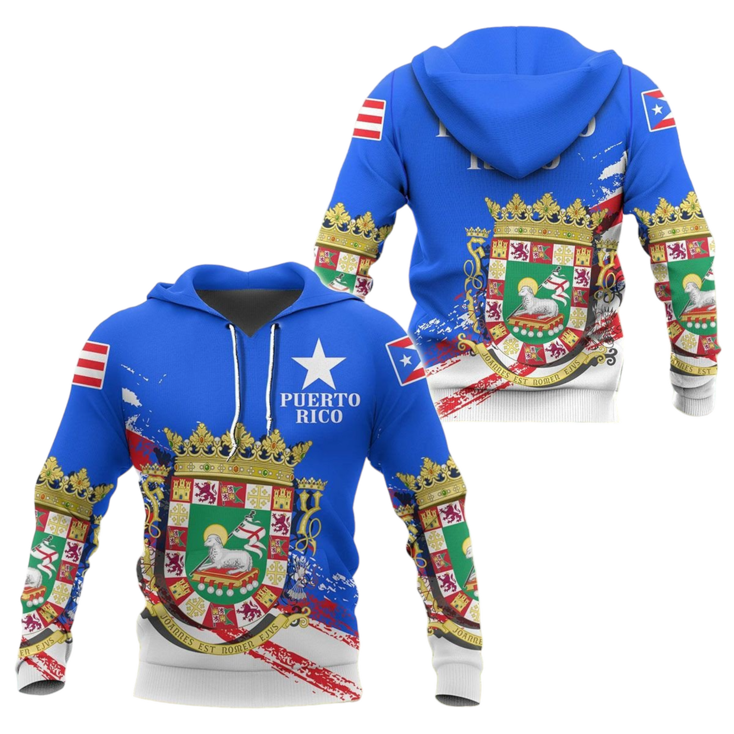 Puerto Rico Hoodie Puerto Rico Coat Of Arms Special Hoodie Blue Unisex - Cozy Hoodie For Cold Weather
