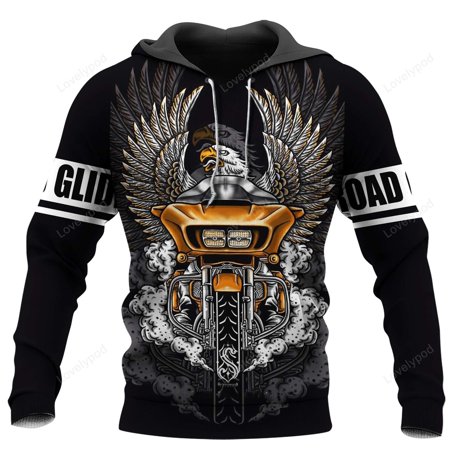 Motorcycle Hoodie Road Glide Motorcycle Eagle T-Shirt Black Unisex - Trendy Gift For Men & Women