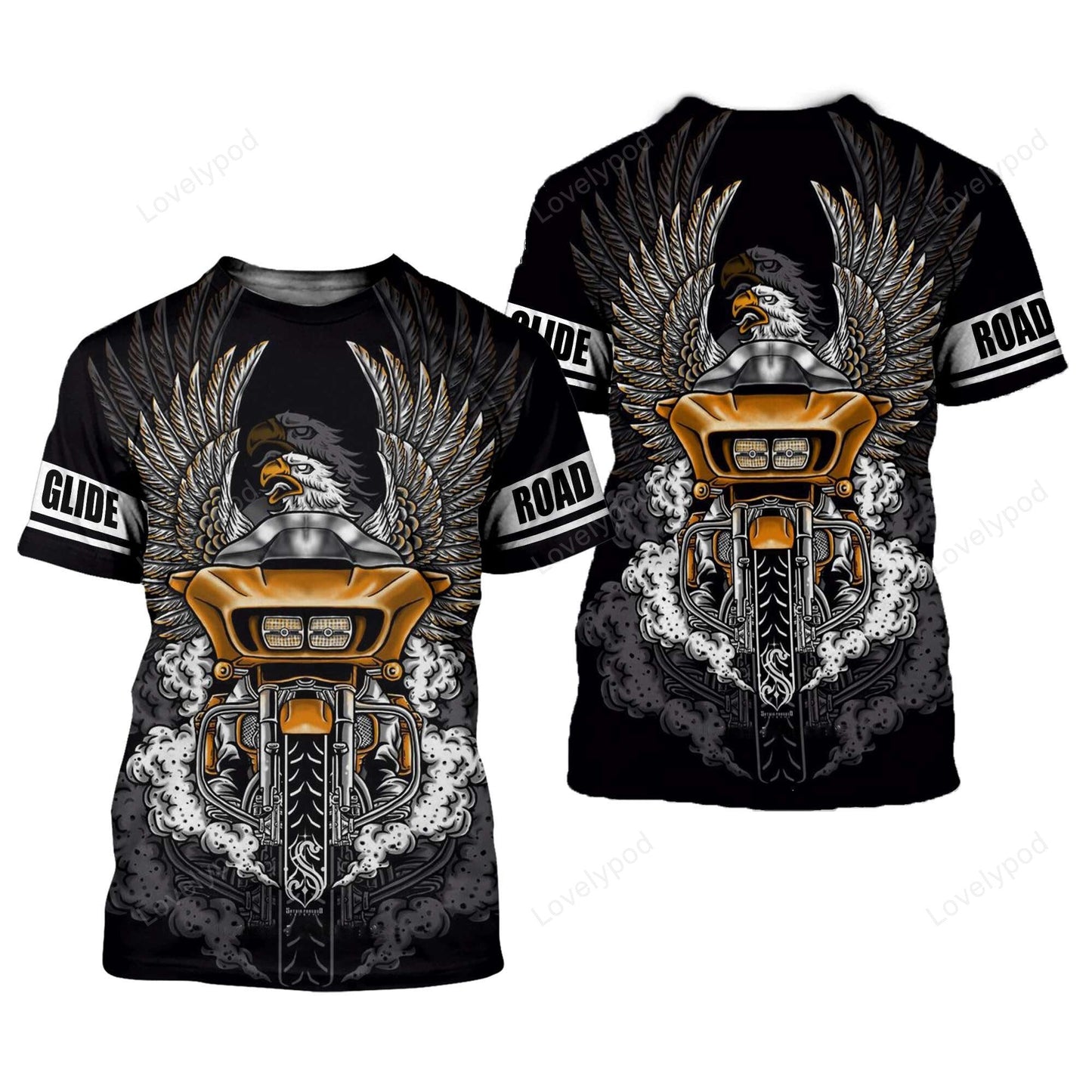 Motorcycle Hoodie Road Glide Motorcycle Eagle T-Shirt Black Unisex - Trendy Gift For Men & Women