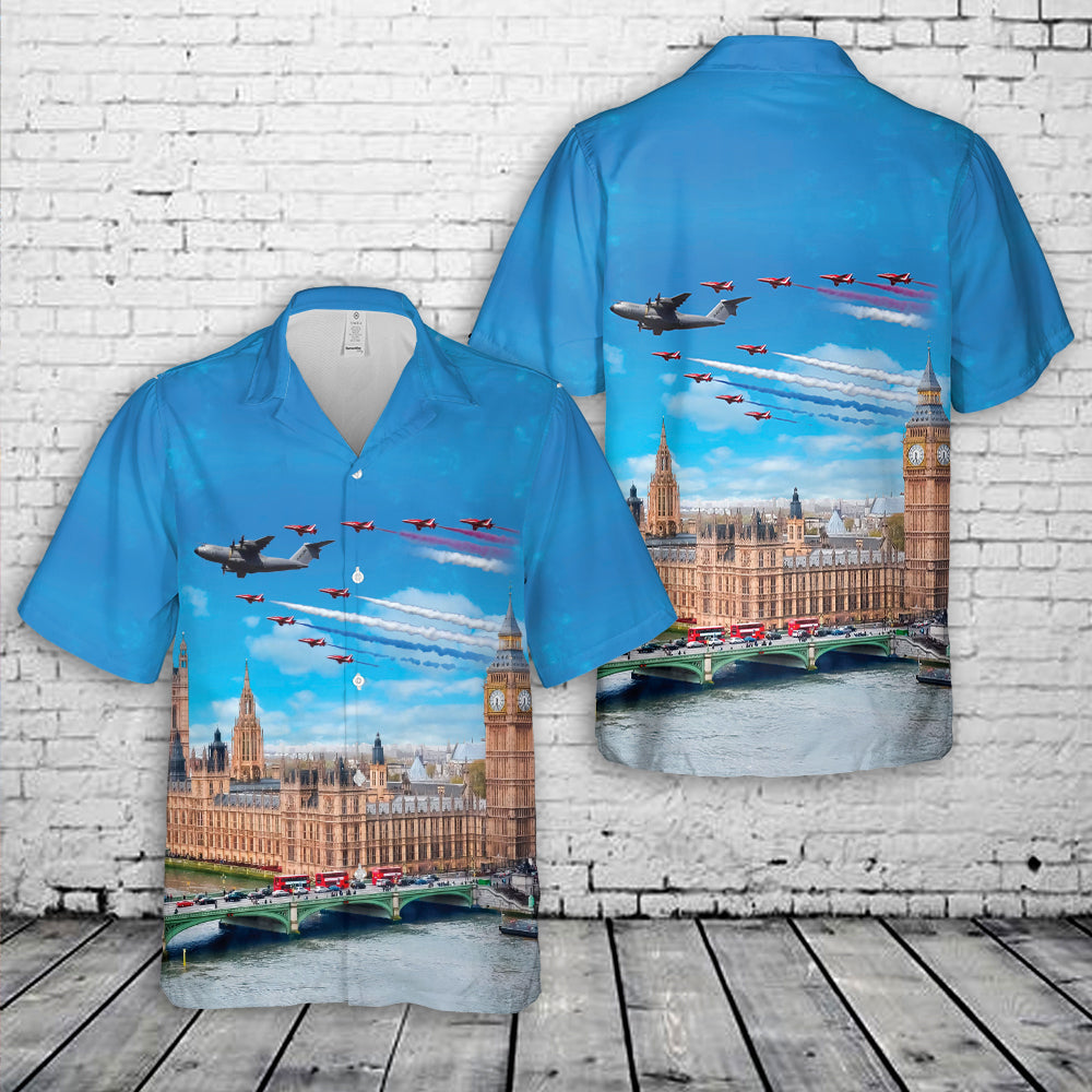 Royal Air Force Red Arrows B747 A400 Vulcan F35 Hawaiian Shirt