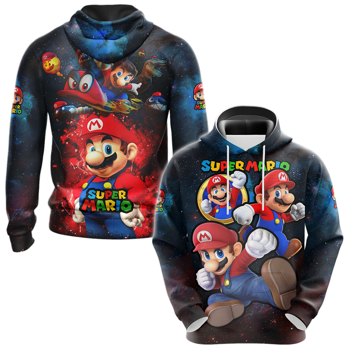 Mario Hoodie Mario And Mushroom Galaxy T-Shirt Colorful Unisex - Trendy Gift For Men & Women