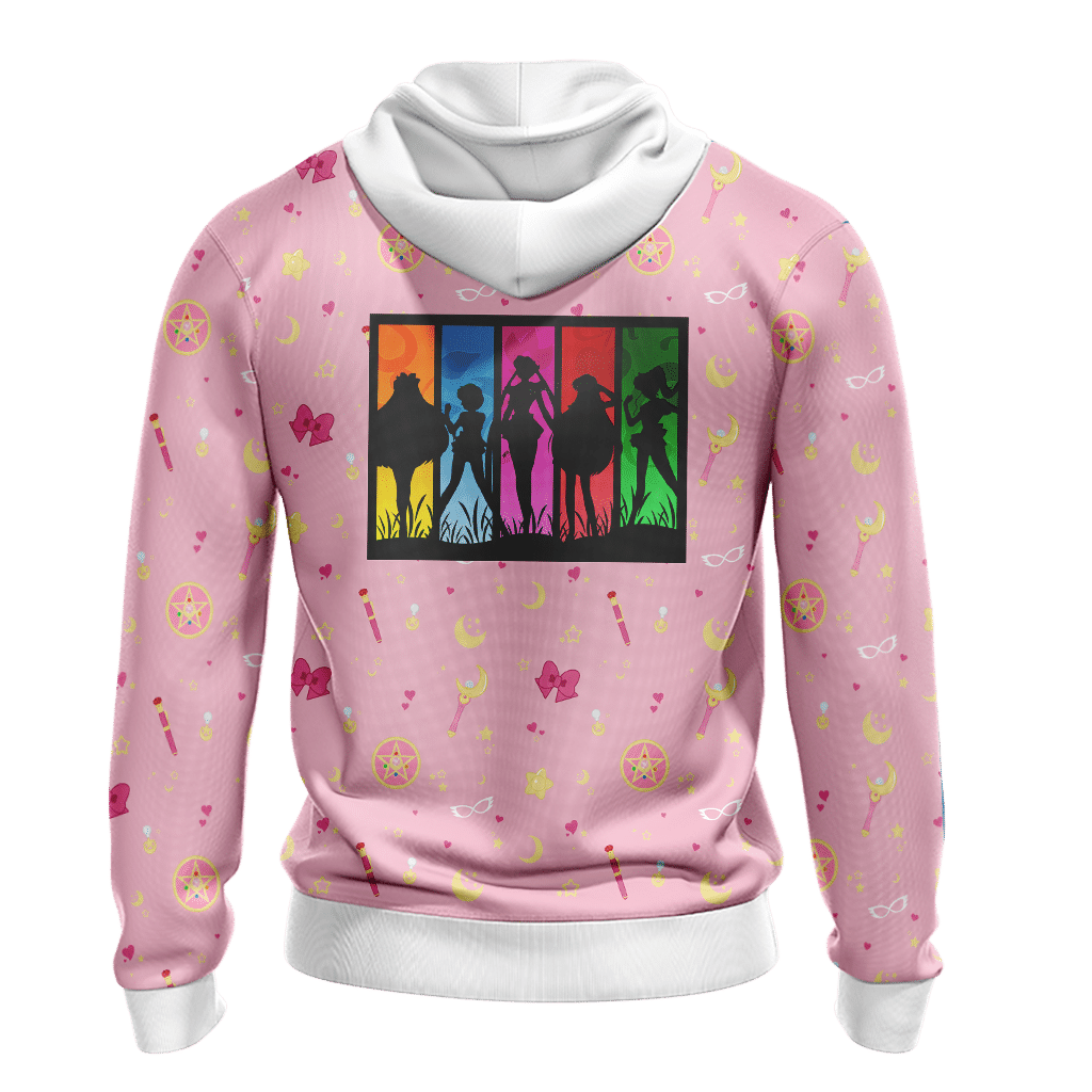 Sailor Moon Hoodie Sailor Moon Team Silhouette Hoodie Pink Unisex - Cozy Hoodie For Cold Weather