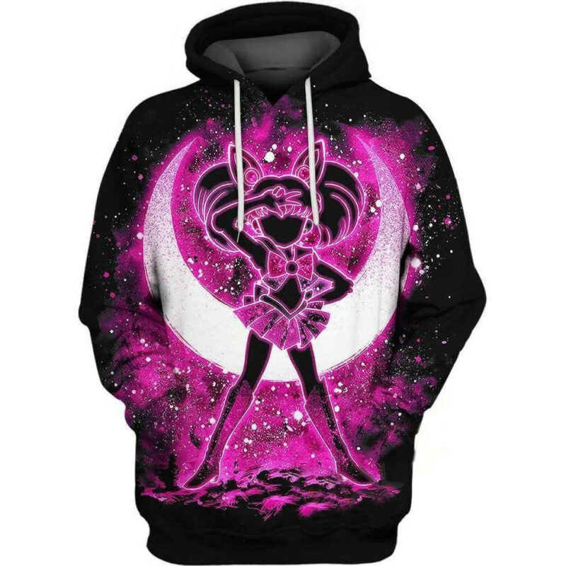 Sailor Moon Hoodie Sailor Chibi Moon Galaxy Hoodie Black Pink Unisex - Cozy Hoodie For Cold Weather