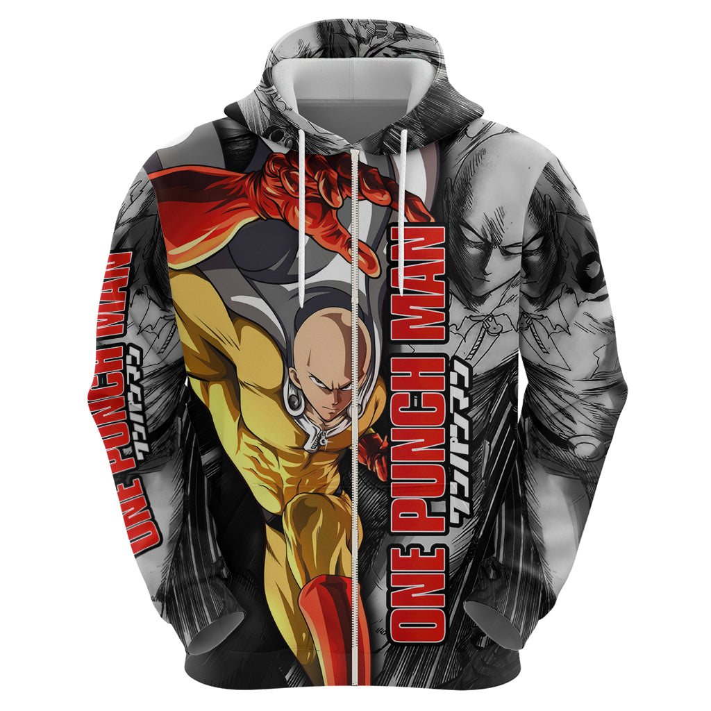One Punch Man Hoodie One Punch Man Pose Pattern Hoodie Gray Unisex - Cozy Hoodie For Cold Weather