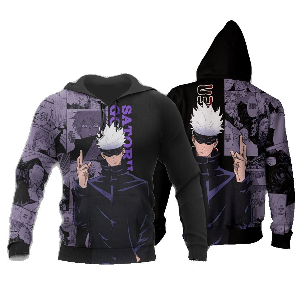 Jujutsu Kaisen Hoodie Jujutsu Kaisen Satoru Gojo Manga Hoodie Black Unisex