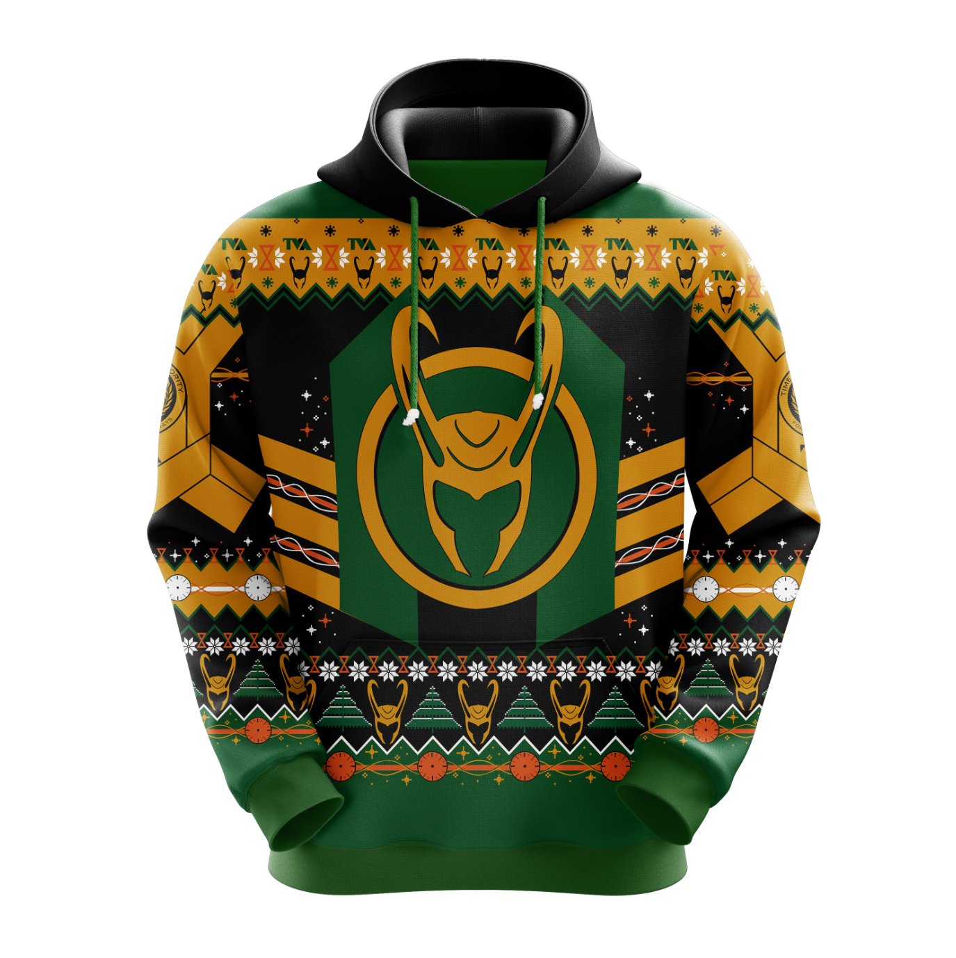 Loki Hoodie Loki Mv Christmas Pattern Hoodie Yellow Green Unisex - Cozy Hoodie For Cold Weather