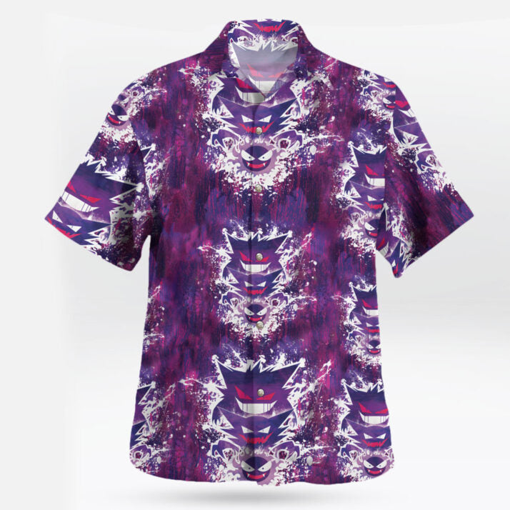 Shadow Gengar Pokemon Hawaiian Shirt – Anime Tropical Print - Tropi Hawaiian Shirts