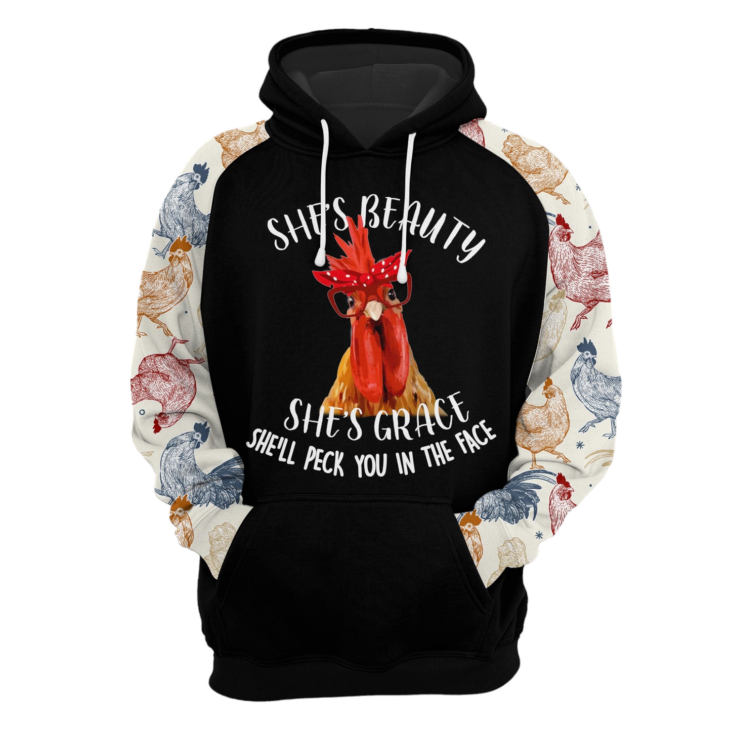 Chicken Hoodie Chicken She'S Beauty She'S Grace Hoodie Black Unisex - Cozy Hoodie For Cold Weather