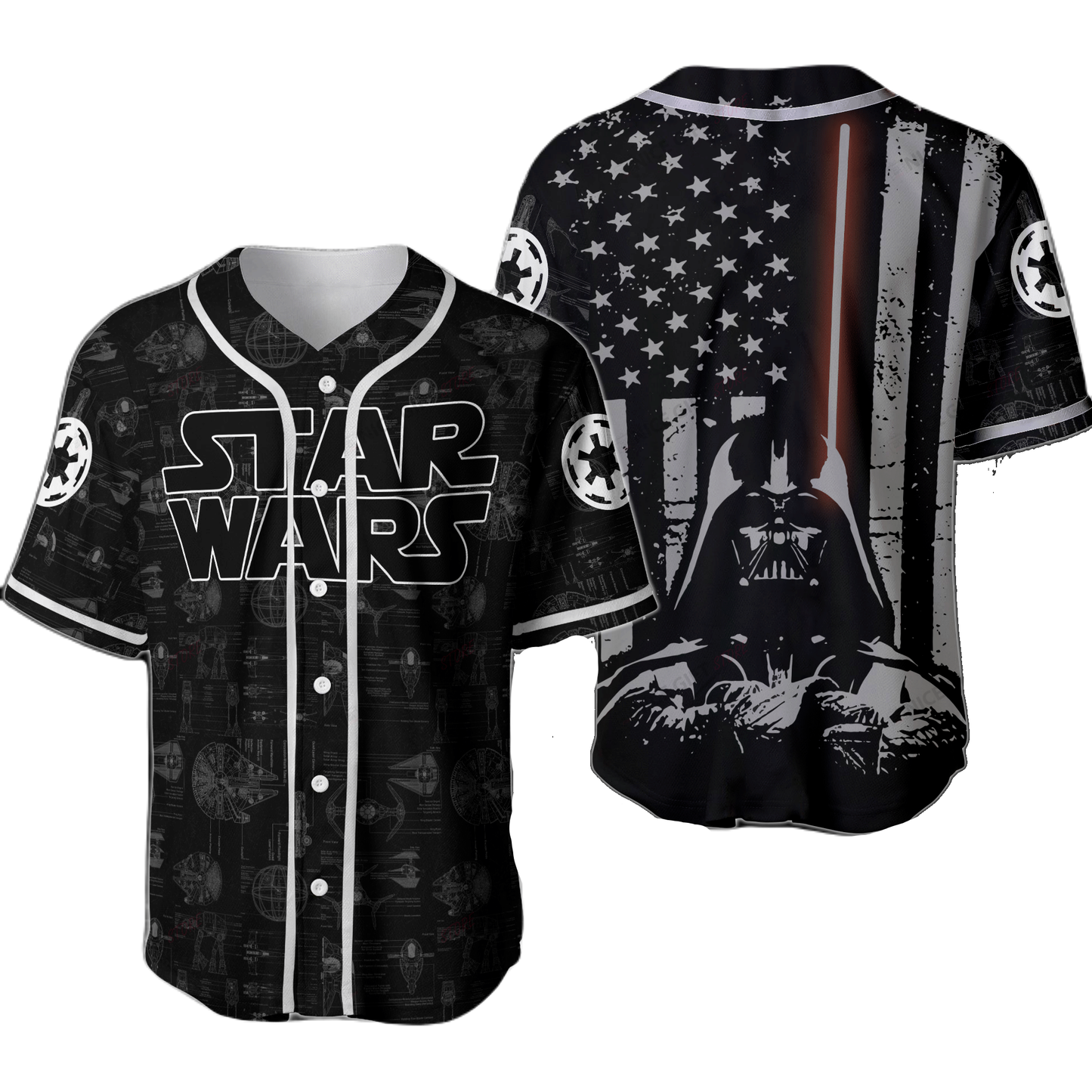 Star Wars Baseball Jersey Darth Vader American Flag Star Wars Jersey Shirt Black Unisex Adult New Release