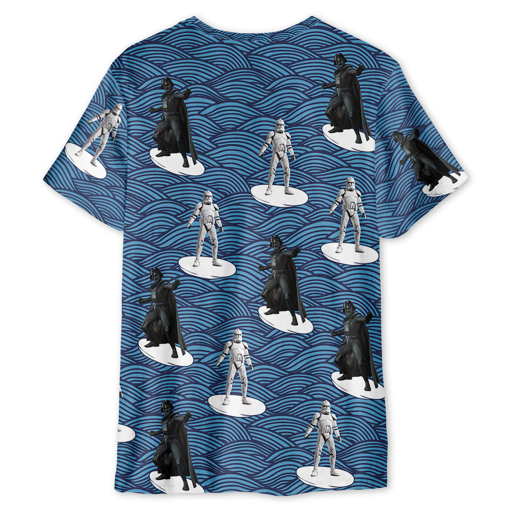 Starwars Storm Trooper Darth Vader Surfing - 3D T-shirt