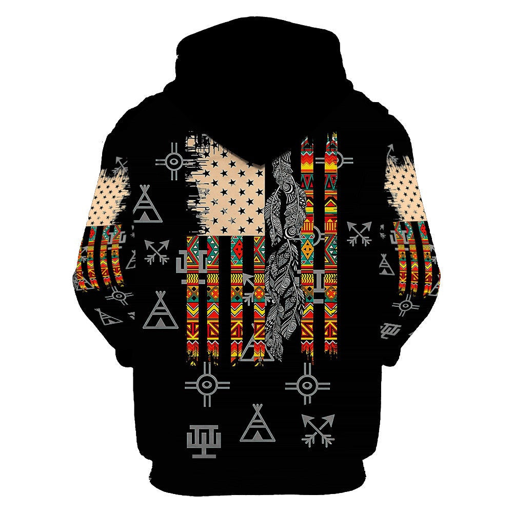 Native American Hoodie Native American Tribal Symbols Pattern Hoodie Black Unisex - Cozy Hoodie For Cold Weather