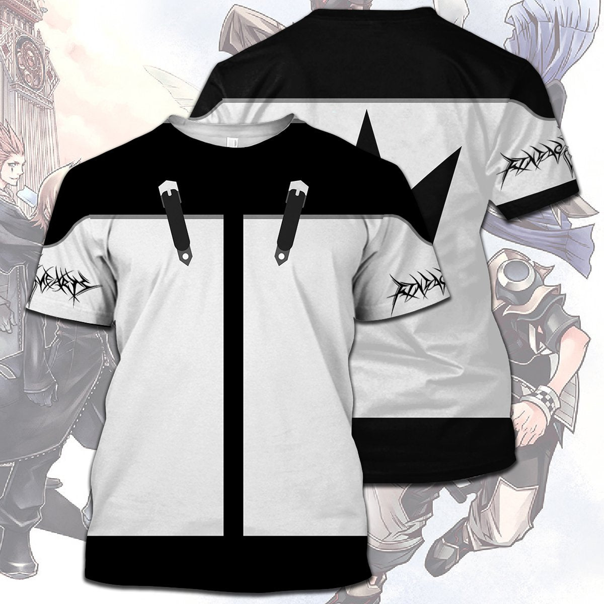 Kingdom Hearts T-shirt Kingdom Hearts Suit Costume Black White T-shirt Hoodie