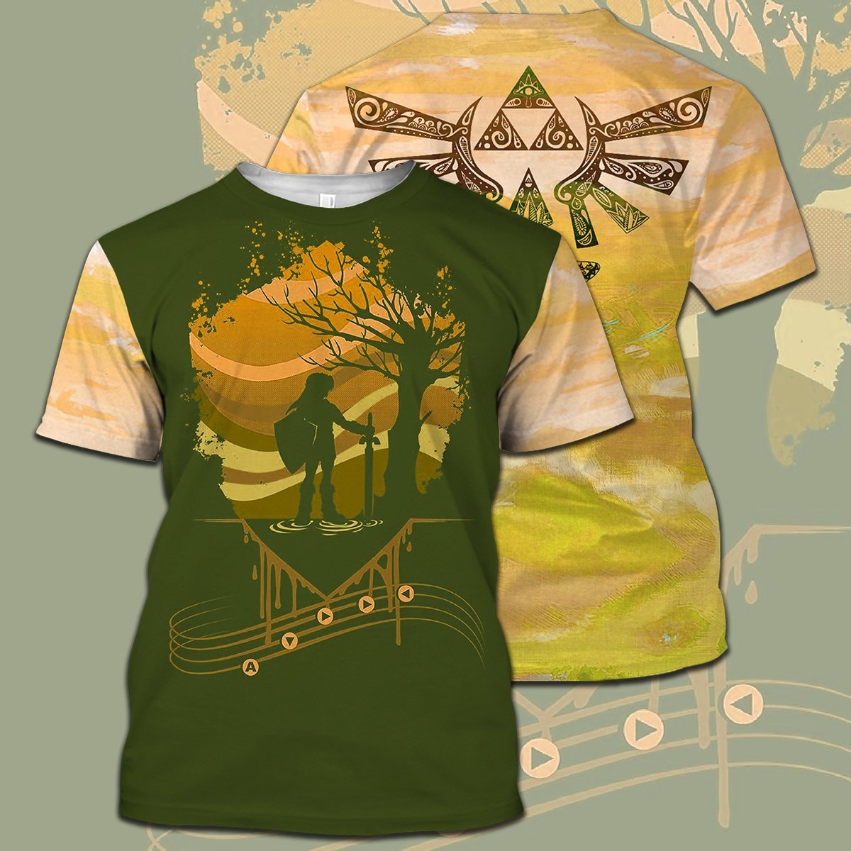 Legend Of Zelda Shirt Link Warrior Hyrule's Symbol Yellow T-shirt Legend Of Zelda Hoodie