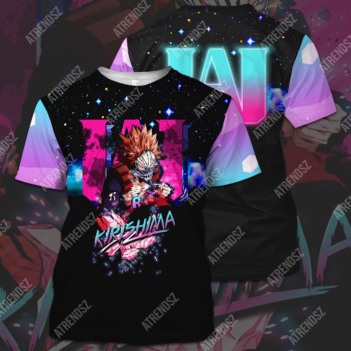 My Hero Academia T-shirt Kirishima Eijirou Blue Black Pink My Hero Academia Logo T-shirt Hoodie