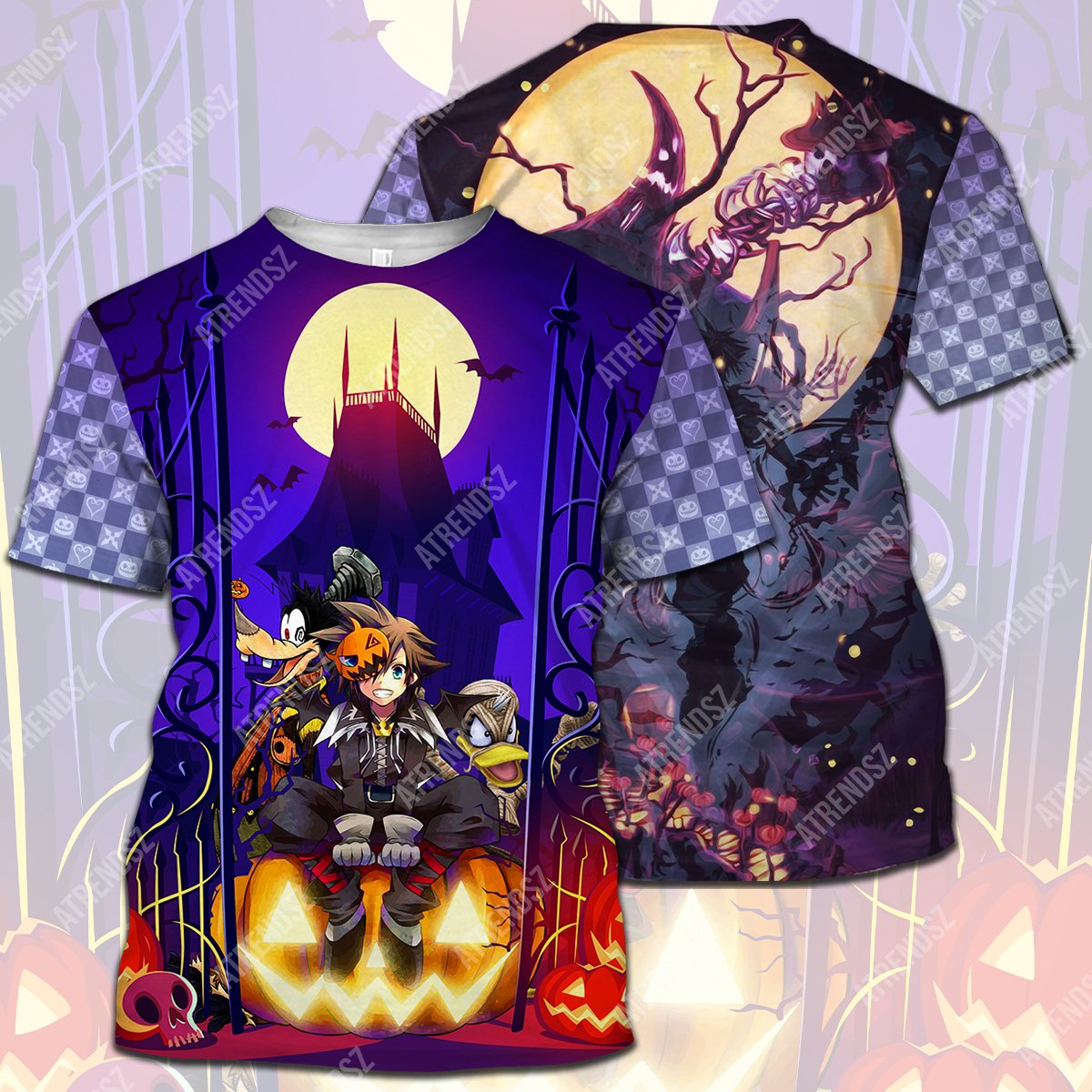 Kingdom Hearts T-shirt Dark Sora Donald Duck Goofy Halloween Dark Purple T-shirt Hoodie