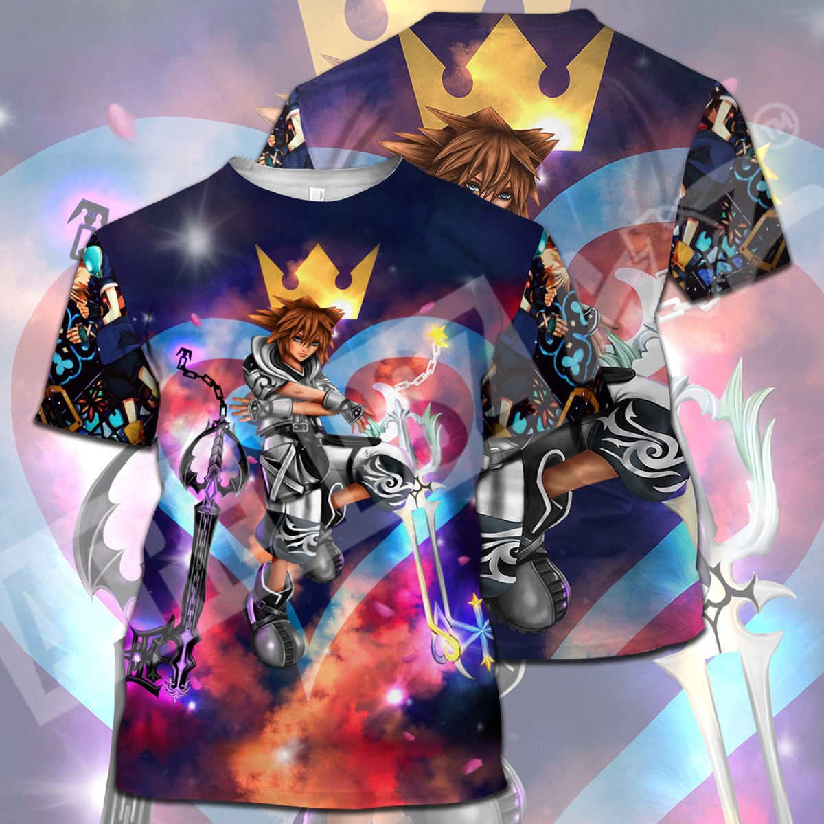 Kingdom Hearts T-shirt Sora Black White Suit Kingdom Heart Logo T-shirt Hoodie