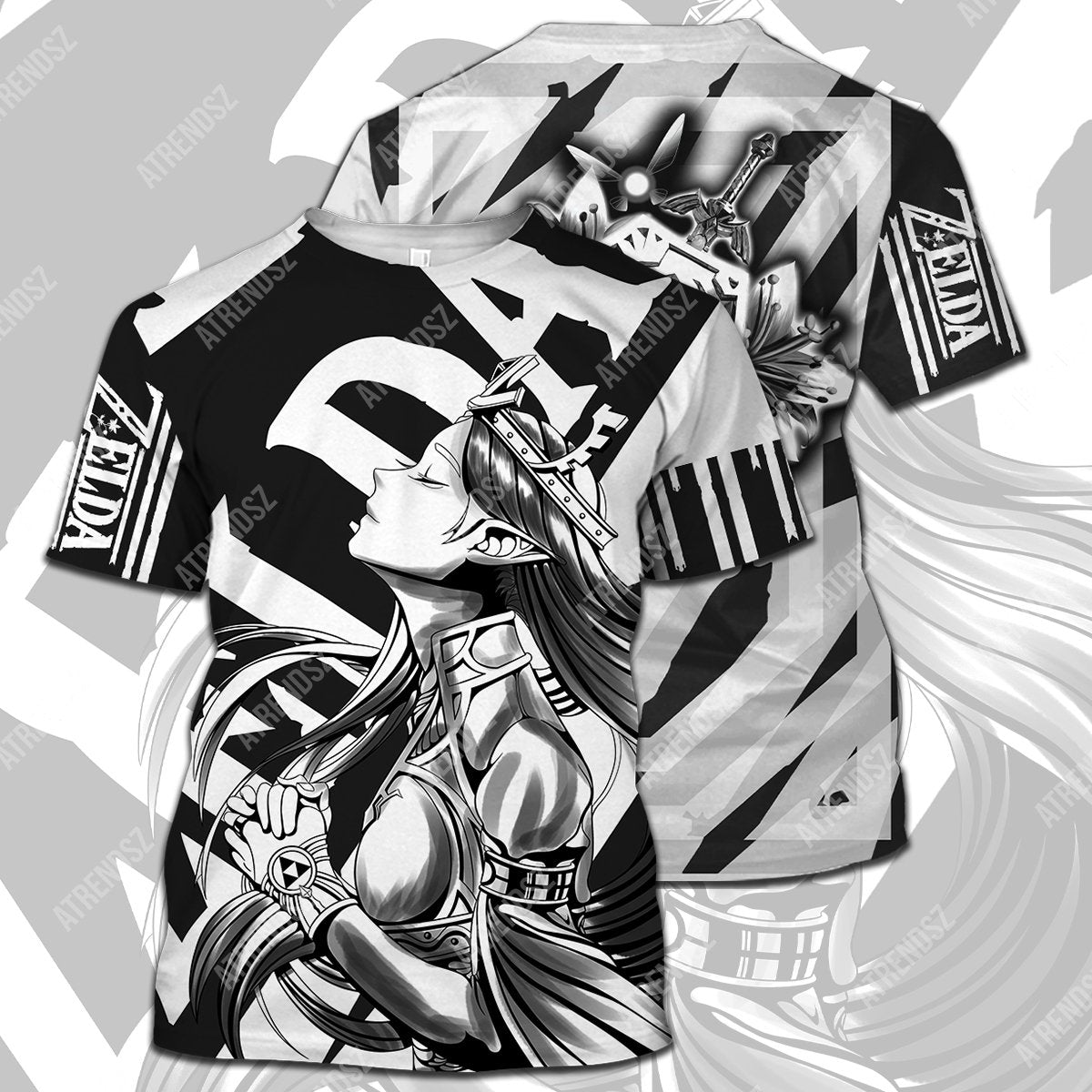 Legend Of Zelda T-shirt Zelda's Prayer Silent Princess Black White T-shirt Legend Of Zelda Hoodie