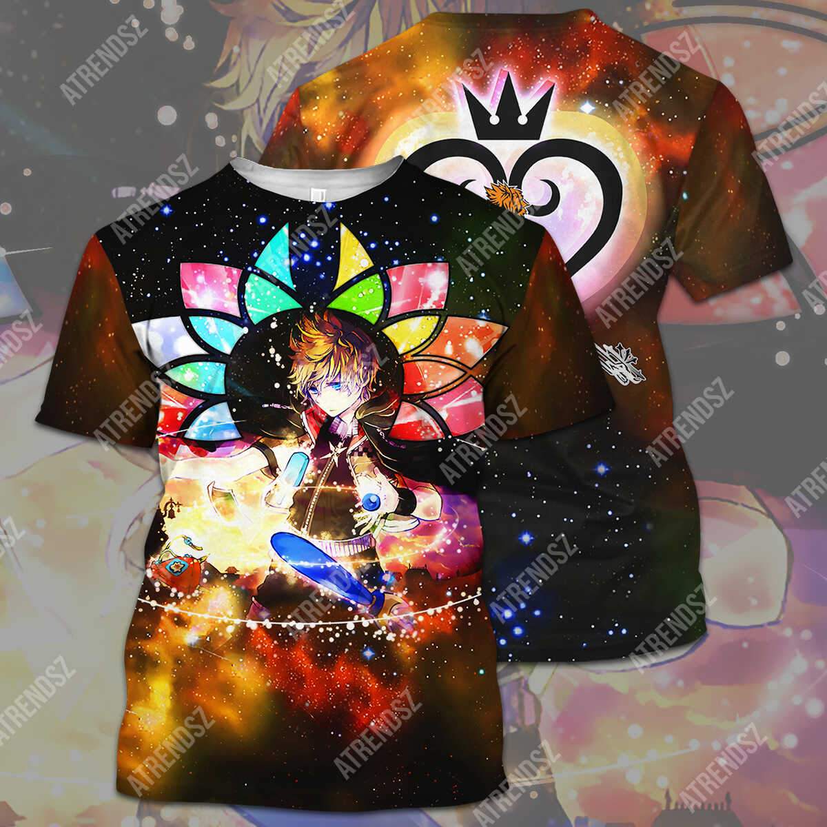 Kingdom Hearts T-shirt Roxas Silhouette Galaxy Kingdom Hearts Logo T-shirt Hoodie