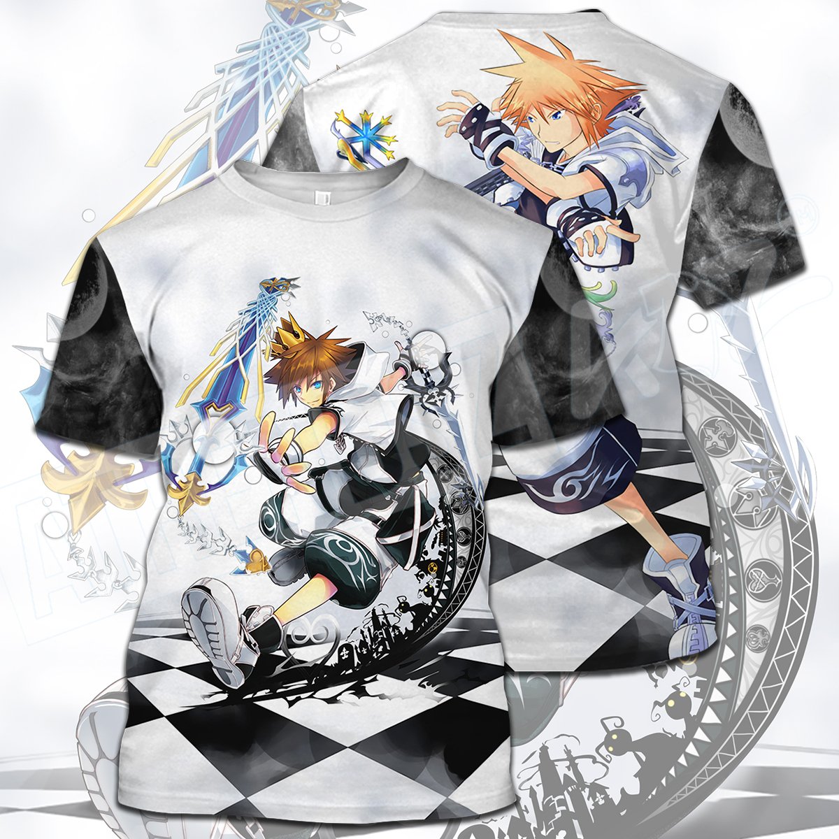 Kingdom Hearts T-shirt Cool Crown Sora Black White T-shirt Hoodie