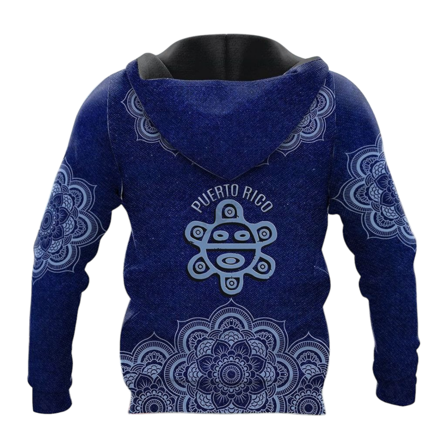 Puerto Rico Hoodie Puerto Rico Sol Taino Mandala Pattern Hoodie Blue Unisex - Cozy Hoodie For Cold Weather