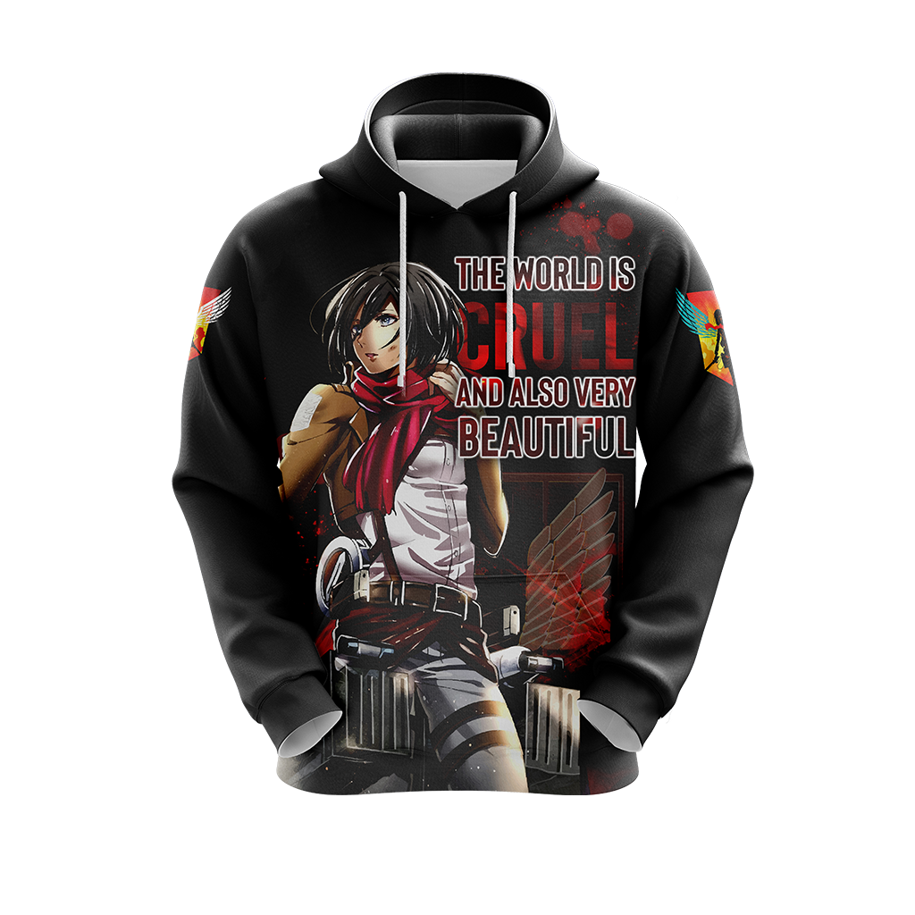 Attack On Titan Hoodie The World Is Cruel And Also Very Beautiful Hoodie Black Unisex - Cozy Hoodie For Cold Weather