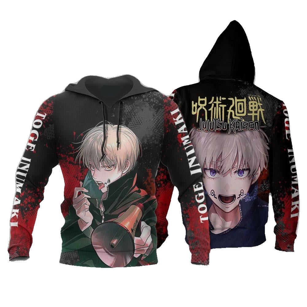 Jujutsu Kaisen Hoodie Jujutsu Kaisen Toge Inumaki Graphic Hoodie Black Red Unisex - Cozy Hoodie For Cold Weather