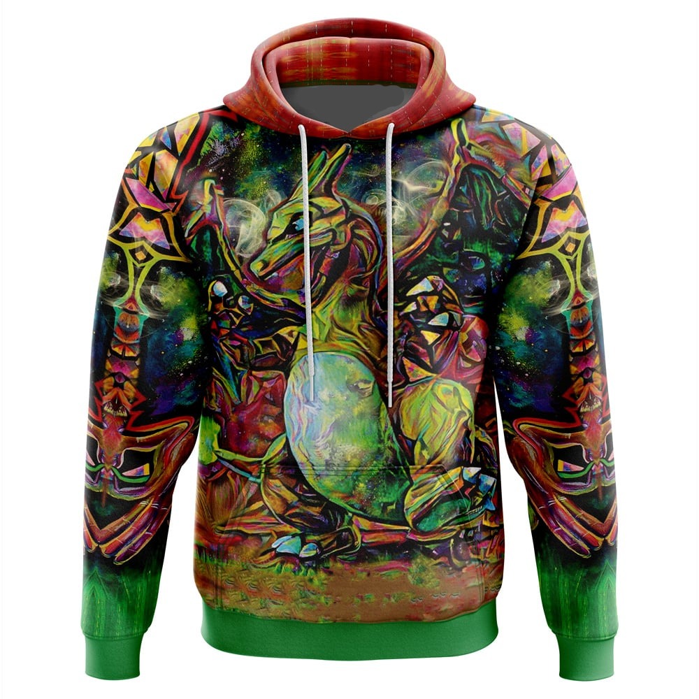 Pokemon Hoodie Charizard Water Color Style Hoodie Colorful Unisex - Cozy Hoodie For Cold Weather
