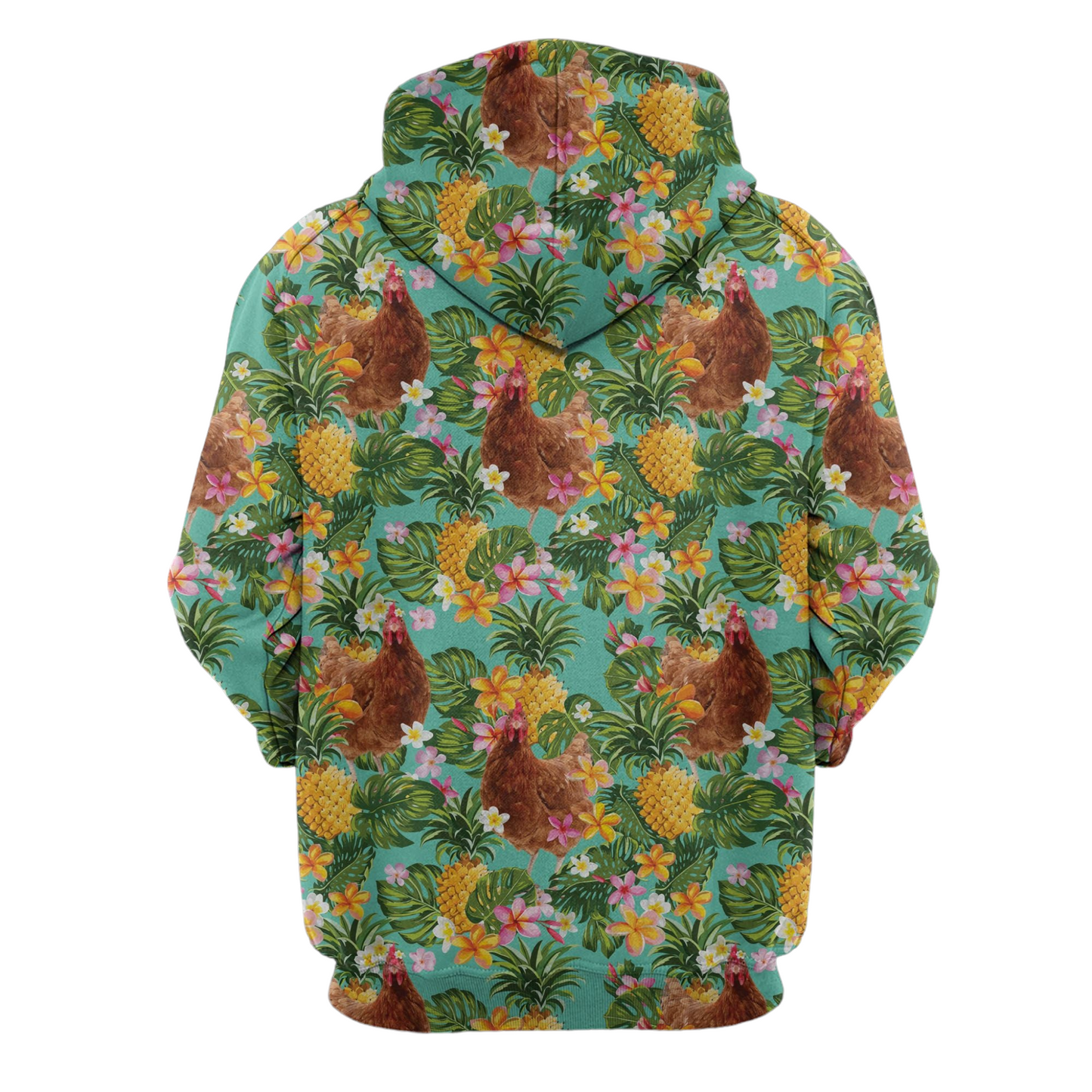 Chicken Hoodie Tropical Pineapple Chicken Pattern Hoodie Green Unisex - Cozy Hoodie For Cold Weather