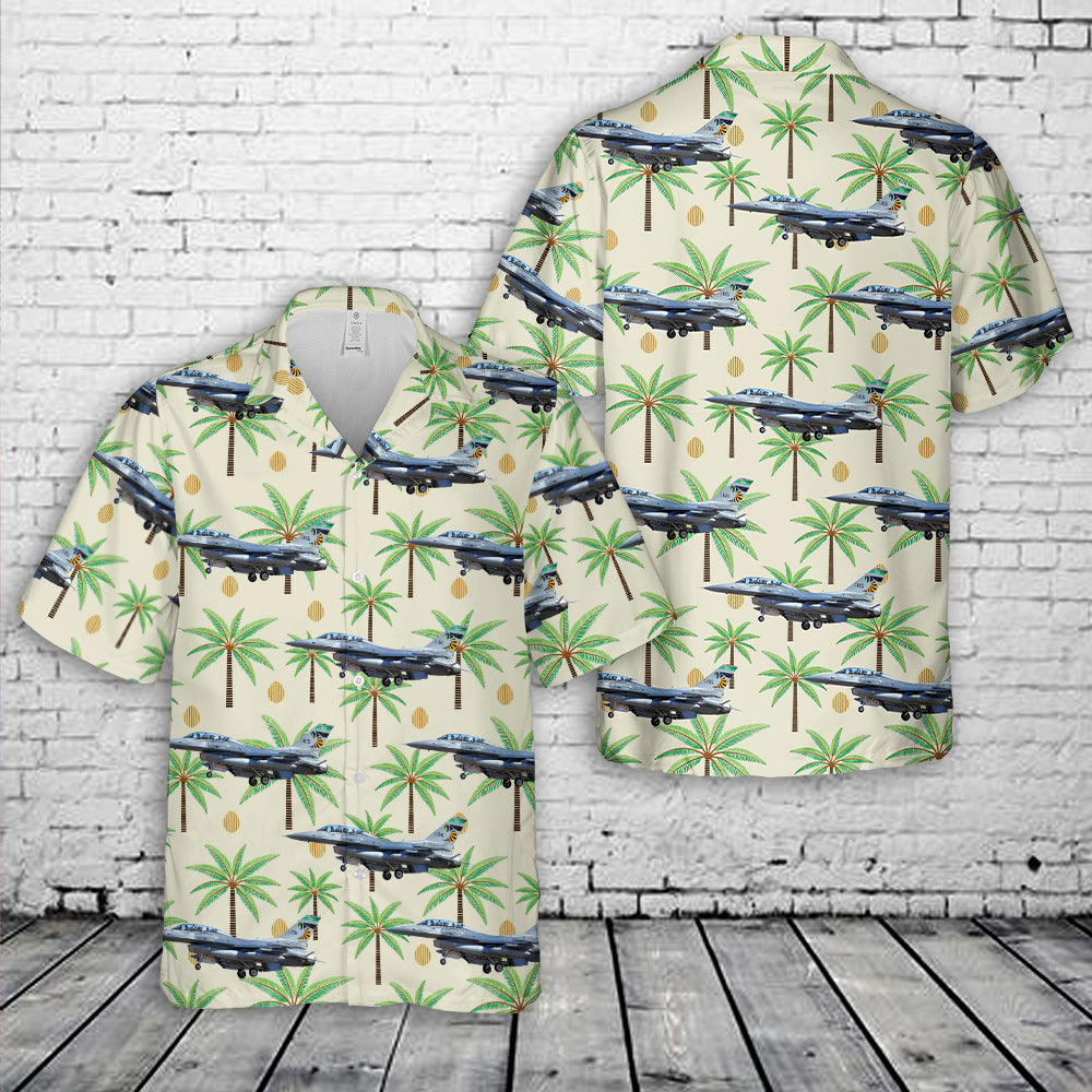 US Air Force 112th Fighter Squadron General Dynamics F-16D Block 42F Fighting Falcon Hawaiian Shirt