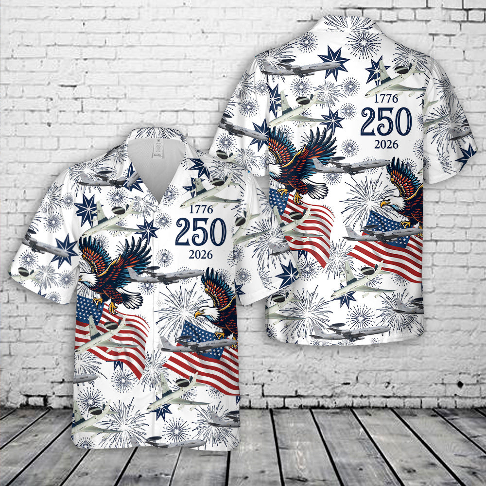 US Air Force Boeing E-3 SentryUSA 250th Anniversary 1776-2026 Patriotic Hawaiian Shirt