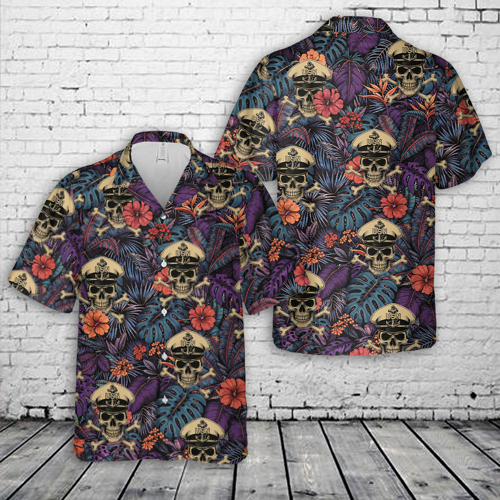 US Navy Chief Skull Hawaiian Shirt