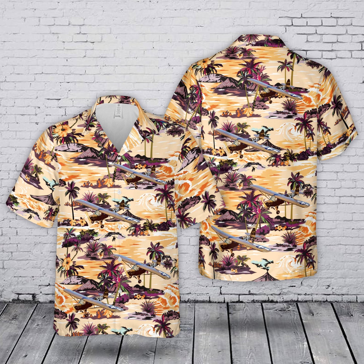 United States Army Air Forces (USAAF) Piper L-4H Grasshopper Air Museum Hawaiian Shirt