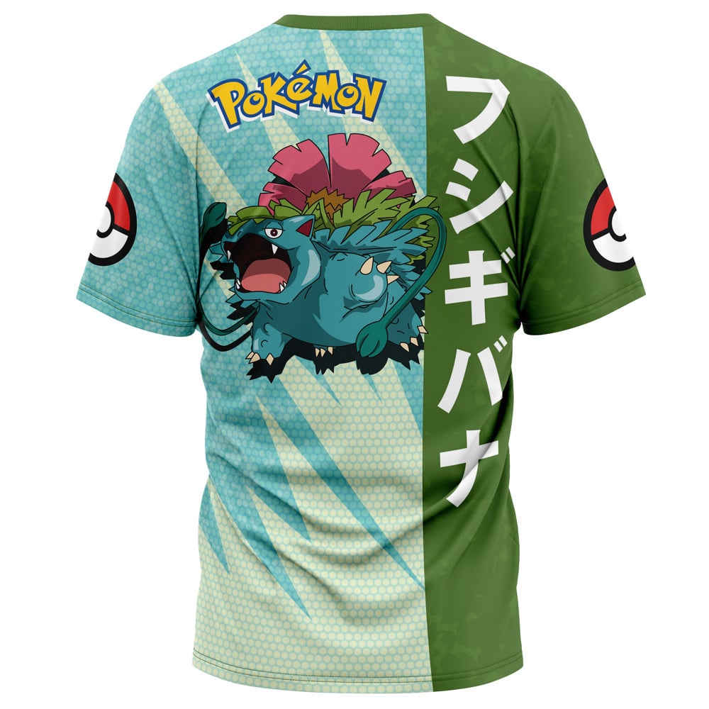 Pokemon T-Shirt Pokemon Venusaur Attack Pose T-Shirt Blue Green Unisex - Trendy Gift For Men & Women