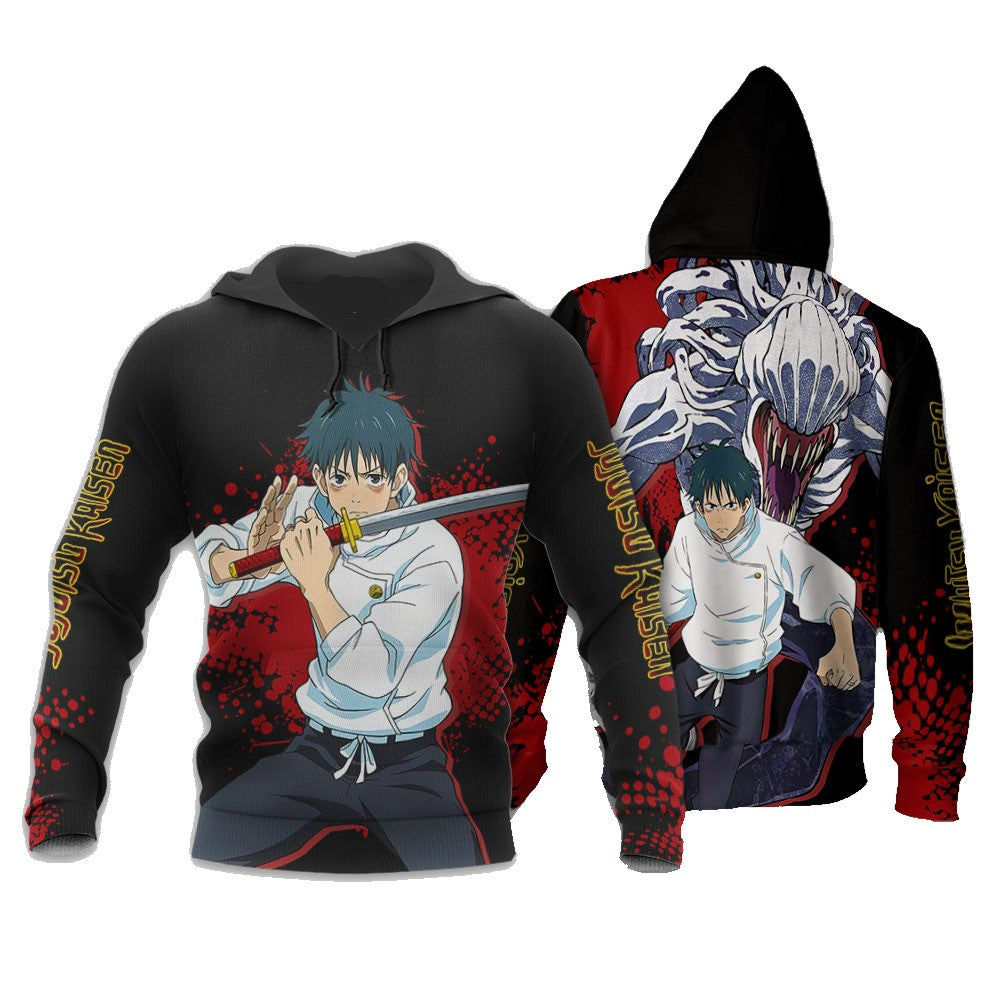 Jujutsu Kaisen Hoodie Jujutsu Kaisen Yuta Okkotsu And Rika Hoodie Black Red Unisex - Cozy Hoodie For Cold Weather