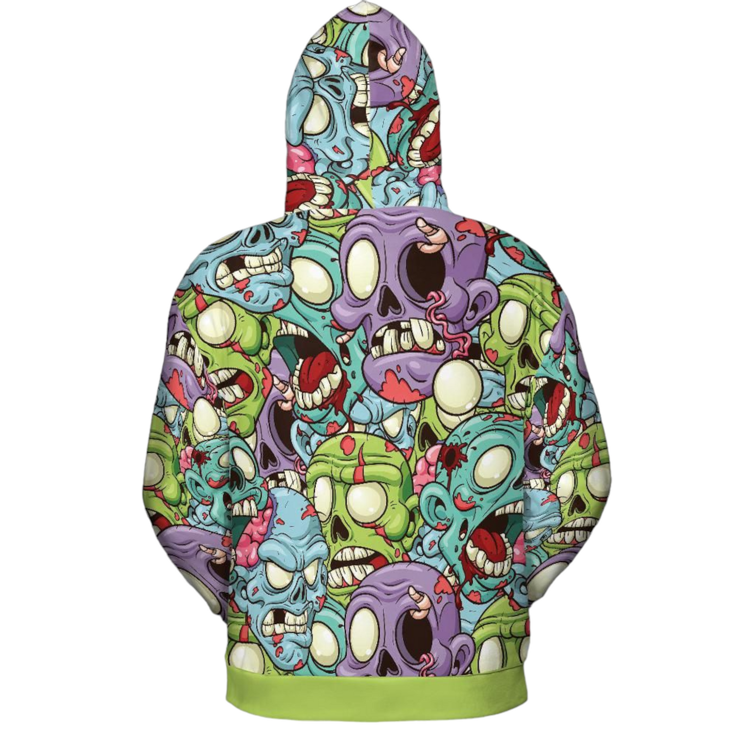 Zombie Hoodie Zombie Heads Doodle Pattern Hoodie Colorful Unisex - Cozy Hoodie For Cold Weather