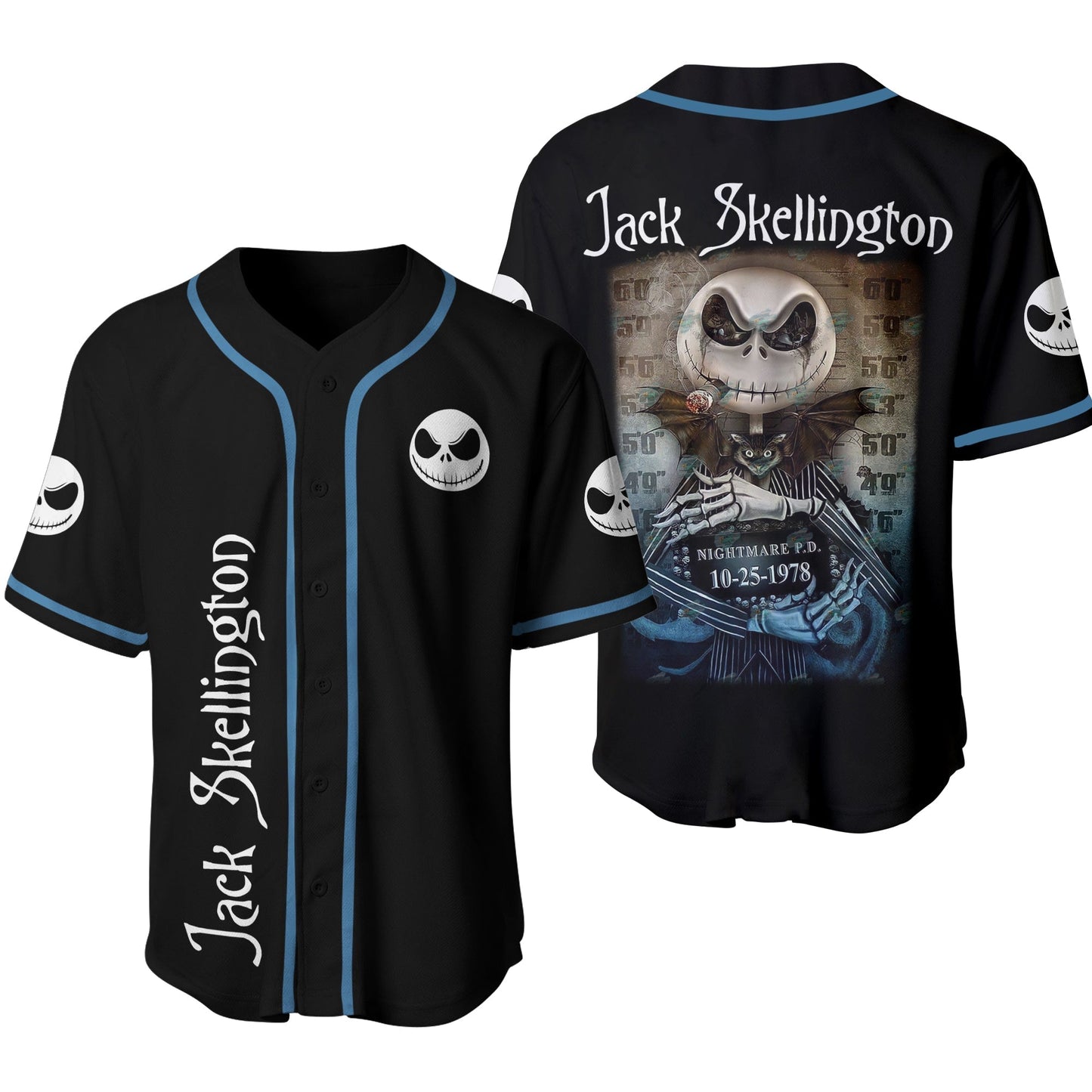 Tnbc Jersey Jack Skellington Nightmare PD 10-25-1978 Black Jersey Shirt