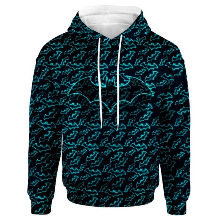 Batman Hoodie Dc Batman Symbol Pattern T-Shirt Black Blue Unisex - Trendy Gift For Men & Women