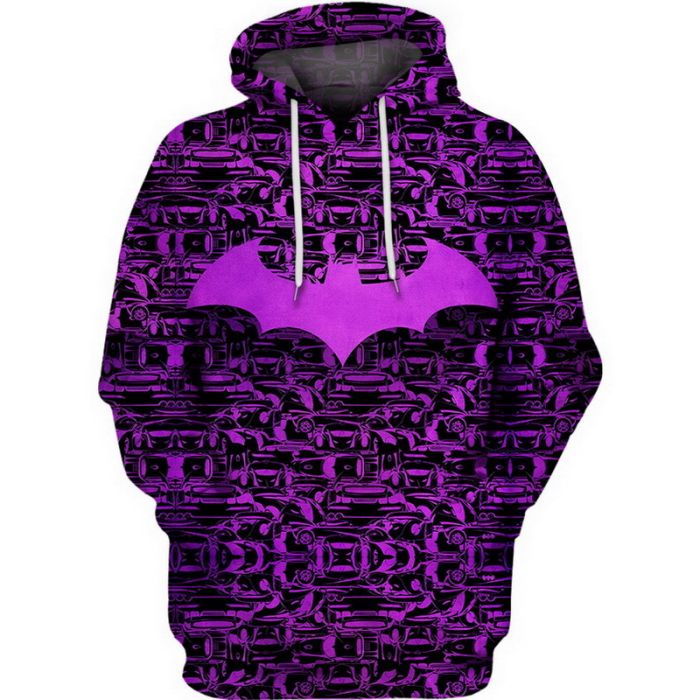 Batman Hoodie Dc Batman Batmobile Symbol Pattern Hoodie Black Pink Unisex - Cozy Hoodie For Cold Weather