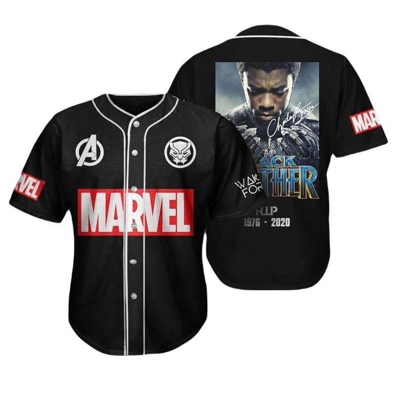 Black Panther Baseball Jersey MV Black Panther RIP Chadwick Boseman Jersey Shirt Unisex Adult New Release